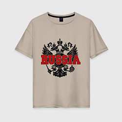 Футболка оверсайз женская Russia Coat, цвет: миндальный