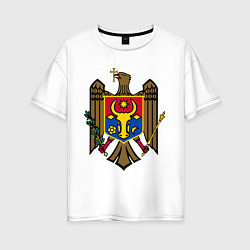 Футболка оверсайз женская Молдавия герб, цвет: белый
