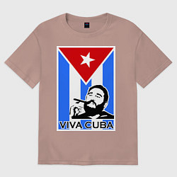 Футболка оверсайз женская Fidel: Viva, Cuba!, цвет: пыльно-розовый