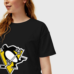Футболка оверсайз женская Pittsburgh Penguins, цвет: черный — фото 2