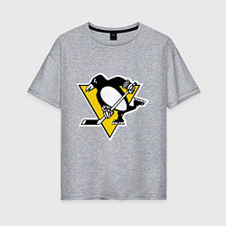 Футболка оверсайз женская Pittsburgh Penguins, цвет: меланж