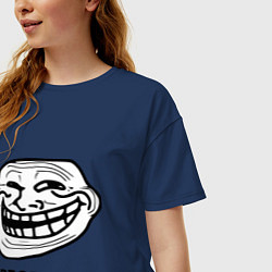 Футболка оверсайз женская Trollface. Problem? Проблемы?, цвет: тёмно-синий — фото 2