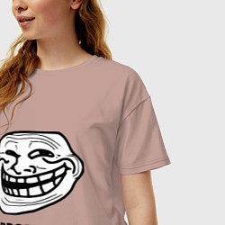 Футболка оверсайз женская Trollface. Problem? Проблемы?, цвет: пыльно-розовый — фото 2