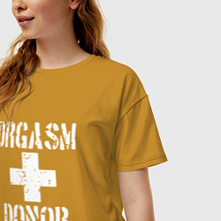 Футболка оверсайз женская Orgasm + donor, цвет: горчичный — фото 2