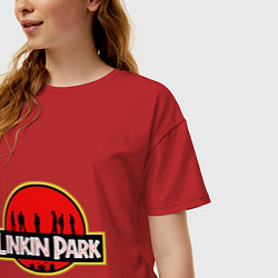 Футболка оверсайз женская Linkin Park: Jurassic Park, цвет: красный — фото 2