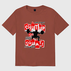 Футболка оверсайз женская Powerlifting shut up and squat, цвет: кирпичный