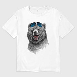 Женская футболка оверсайз Медведь в очках