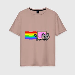 Футболка оверсайз женская Nyan Cat, цвет: пыльно-розовый