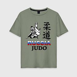 Футболка оверсайз женская Russia Judo, цвет: авокадо