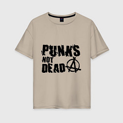 Футболка оверсайз женская Punks not dead, цвет: миндальный