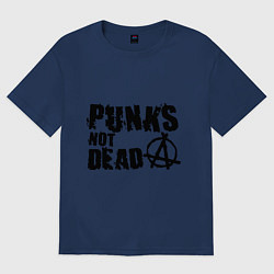 Футболка оверсайз женская Punks not dead, цвет: тёмно-синий