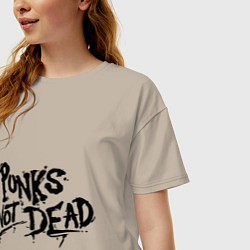 Футболка оверсайз женская Punks not dead, цвет: миндальный — фото 2