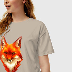 Футболка оверсайз женская Огенный лис, цвет: миндальный — фото 2