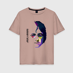 Футболка оверсайз женская John Lennon: Techno, цвет: пыльно-розовый