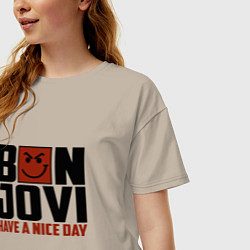 Футболка оверсайз женская Bon Jovi: Nice day, цвет: миндальный — фото 2