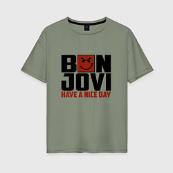 Футболка оверсайз женская Bon Jovi: Nice day, цвет: авокадо