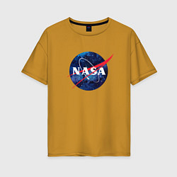 Футболка оверсайз женская NASA: Cosmic Logo, цвет: горчичный