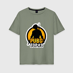 Футболка оверсайз женская PUBG Top 1, цвет: авокадо