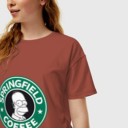 Футболка оверсайз женская Springfield Coffee, цвет: кирпичный — фото 2