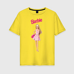 Футболка оверсайз женская Барби на прогулке, цвет: желтый