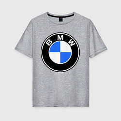 Футболка оверсайз женская Logo BMW, цвет: меланж