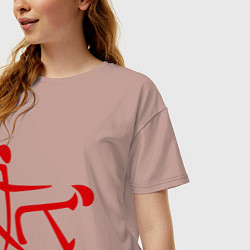 Футболка оверсайз женская Иероглиф: любовь, цвет: пыльно-розовый — фото 2