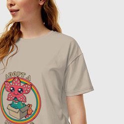 Футболка оверсайз женская Adopt a Demodog, цвет: миндальный — фото 2