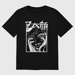 Футболка оверсайз женская Ahegao Black, цвет: черный