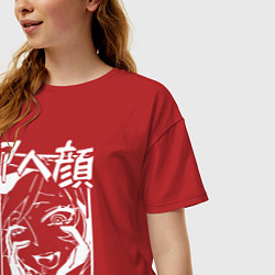 Футболка оверсайз женская Ahegao Black, цвет: красный — фото 2