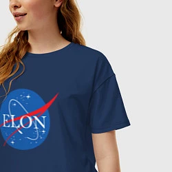 Футболка оверсайз женская Elon NASA, цвет: тёмно-синий — фото 2