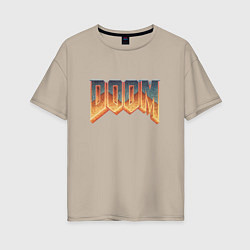 Футболка оверсайз женская DOOM, цвет: миндальный