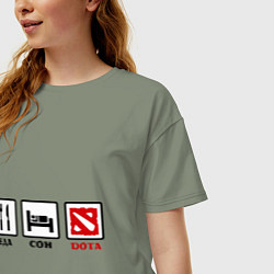 Футболка оверсайз женская Еда, сон и Dota, цвет: авокадо — фото 2