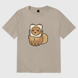 Футболка оверсайз женская Шпиц нахлебник, цвет: миндальный