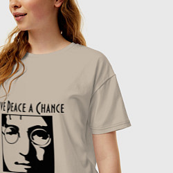 Футболка оверсайз женская Give Peace a Chance, цвет: миндальный — фото 2