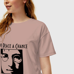 Футболка оверсайз женская Give Peace a Chance, цвет: пыльно-розовый — фото 2