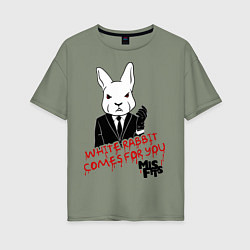 Женская футболка оверсайз Misfits: White rabbit