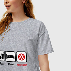 Футболка оверсайз женская Еда, сон и Volkswagen, цвет: меланж — фото 2