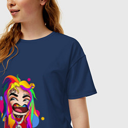 Футболка оверсайз женская 6IX9INE Colors, цвет: тёмно-синий — фото 2