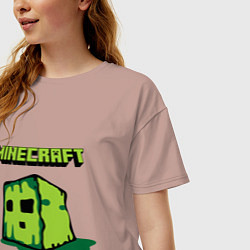 Футболка оверсайз женская Minecraft Creeper, цвет: пыльно-розовый — фото 2