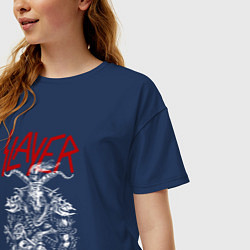 Футболка оверсайз женская Slayer: Devil Goat, цвет: тёмно-синий — фото 2