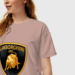 Футболка оверсайз женская Lamborghini logo, цвет: пыльно-розовый — фото 2