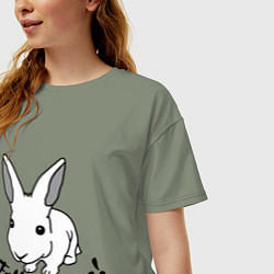 Футболка оверсайз женская Rabbit: follow me, цвет: авокадо — фото 2