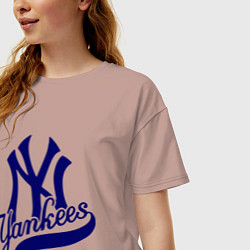 Футболка оверсайз женская NY - Yankees, цвет: пыльно-розовый — фото 2