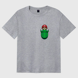 Футболка оверсайз женская Марио в кармане, цвет: меланж