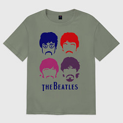 Футболка оверсайз женская The Beatles faces, цвет: авокадо