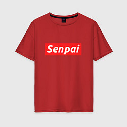 Футболка оверсайз женская Senpai Supreme, цвет: красный