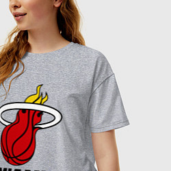 Футболка оверсайз женская Miami Heat-logo, цвет: меланж — фото 2