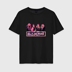 Футболка оверсайз женская Black Pink Band, цвет: черный
