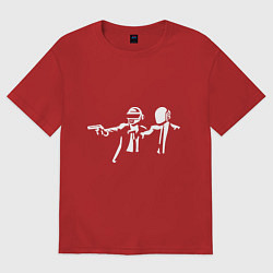 Футболка оверсайз женская Daft Punk, цвет: красный