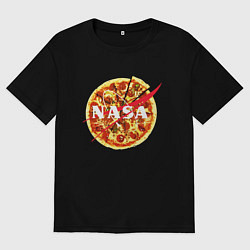 Футболка оверсайз женская NASA: Pizza, цвет: черный